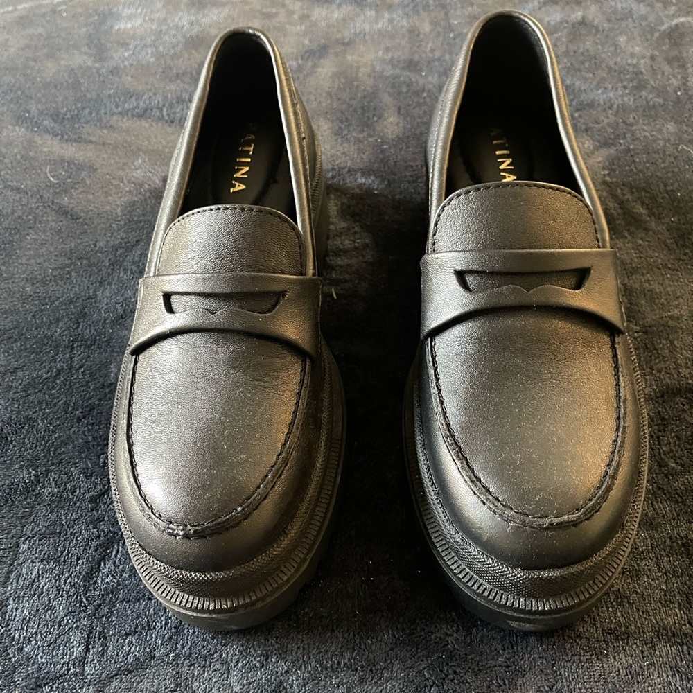Portland Leather/Patina Leather Chunky Loafers- Black Leather